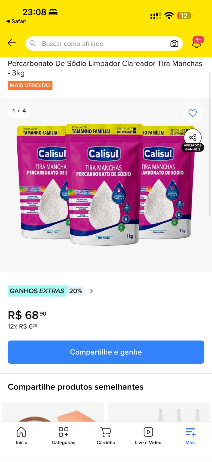 Embalagem Calisul do kit de percarbonato de sódio de 3 kg